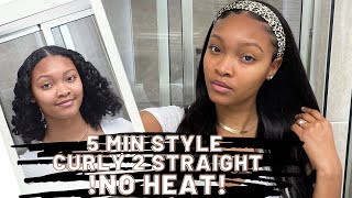 Super Easy Headband Wig Application- Curly To Straight In Minutes!