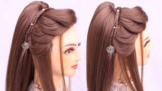 New Open Hairstyle For Girls L Perfect Puff Hairstyle L Romantic Wedding Hairstyles L Easy Hairstyle