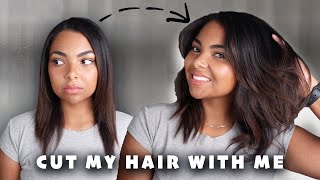 How I Cut My Own Hair At Home (In Real Time) | Diy Layered Haircut With Curtain Bangs