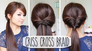 Criss Cross Braid Hair Tutorial (French Fishtail Cheat) Easy Hairstyles