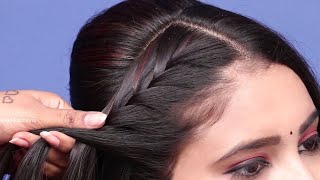 Simple Low Bridal Hairstyle Open Hairstyles | Cute Open Hairstyle For Long Hair Girls | Hairstyles