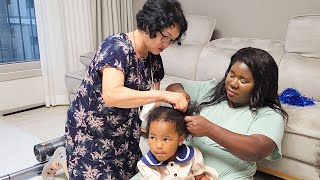 Korean Grandma Tries To Cornrow Our Daughter'S Hair