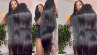 Straight 40 Inch Bussdown 13X6 Lace Frontal Wig Yuan Hair Aliexpress Wig Unboxing 180% Density
