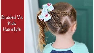 Kids Hair Braid Style: Braided V'S And Side Ponytail