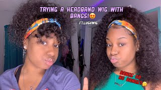 First Time Trying A Headband Wig !With Bangs Ft. Lushwig Hair