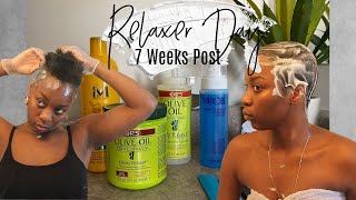 Relaxer Day!| 7 Weeks Post Relaxer| Short Hair Styling At Home!