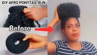 How To: Diy Afro Faux Bun Using Donut Bun | Afro Kinky Curly Hair Bun