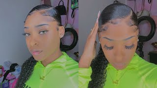 How To: Sleek Low Ponytail W/ Weave On Short Natural Hair /  Aliexpress Isee Hair