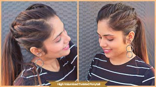 New Volumized Ponytail Hairstyle/Easy Twisted Ponytail Hairstyle/Party Hairstyle