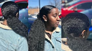 Sleek Ponytail With Weave | Natural Hair