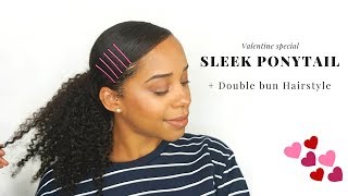 Sleek Ponytail/Double Bun | Easy And Quick Hairstyles With Weave.