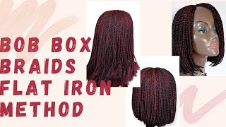 How To:Bob Box Braids Wig Part 2/Flat Iron Method/Diy Box Braids Wig/Beginner Friendly