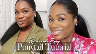 How To: Sleek Low Ponytail W/Weave On 4C Natural Hair