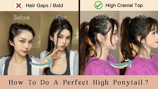 How To Do A High Ponytail[(No Hair Gaps/Bald)] Fang Tu Xian Fa Liang Duo Gao Ma Wei Jiao Cheng  | Lo