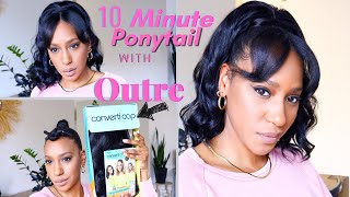 Outre Converti Cap Hollywood Waves| 10 Minute Ponytail With Outre Half Wig