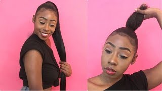 How To Do A: Sleek Long Weave Ponytail | Simple Invisible Ponytail Tutorial | Iamtravia