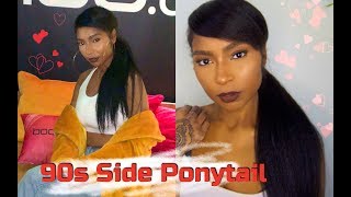 How To: Quick & Easy Ponytail W/ Weave Hair| 90S Swoop Hairstyle | Iamlindaelaine