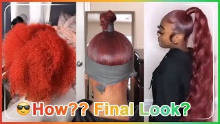 High Genie Ponytail! Natural Hairstyle On 4C Hair Red Or Burgundy Color? #Ulahair