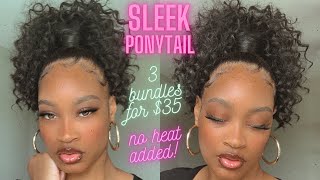 High Sleek Curly Weave Ponytail\ Organique Hair