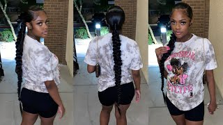 Sleek Butterfly Braid Ponytail With Weave