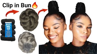 How To : Clip In Bun Using Yarn / Wool / Best Clip In Hair Extension / Natural Hairstyle