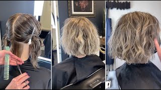 Wavy Bob Razor Cut | Easy Short Bob Haircut Tutorial For Women