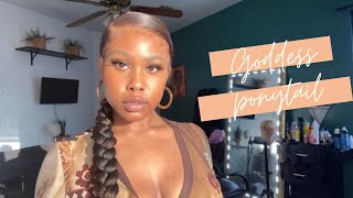 Long Goddess Braid On Lace Wig Ft. Lacegrip Review | Protective Style