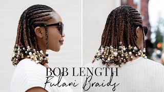 Bob Length Fulani Braids | Braids And Beads Hairstyle On Natural Hair