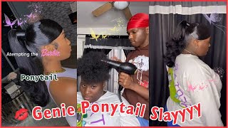 Side Swoop Ponytail On Natural Hair! Barbie Ponytail With Hair Weave #Ulahair