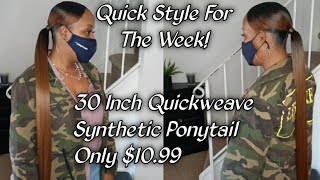 30 Inch Quickweave Synthetic Ponytail | Quick Hairstyle For The Week