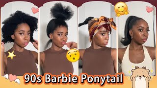 90S Inspired Barbie Ponytail W/ Flips Super Easy Protectivly Style Wrap On Natural Hair