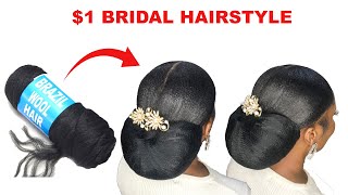 I'M So Shook!! $1 Bridal Hairstyle Using Brazilian Wool