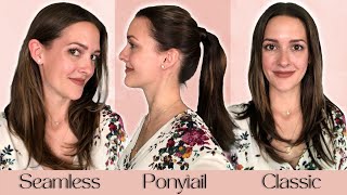 The Difference Between Classic, Seamless, & Ponytail Clip In Hair Extensions!  Adara Unboxed
