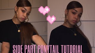 Sleek Side Part Ponytail | With Weave