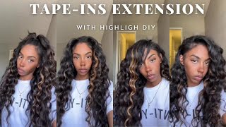Diy Highlight Tape In Extension On Natural Hair Easy Hair Extension Tutorial #Elfinhair