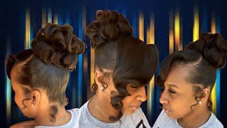 Pincurl Ponytail With Side Curled Ponytail