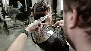 A Line Bob Haircut With Bangs - Haircut Tutorial For Professionals