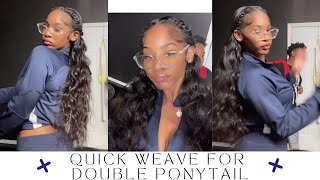 Braiding Look To  Double Ponytail Quick Weave With Bundles! Hair Tutorial #Elfinhair