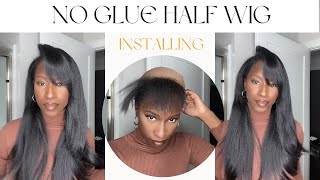 No Glue Small Leave Out No Glue Natural Looking Half Wig Installing Ft #Elfin Hair