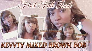 Effortless Install | Make It Your Own Forever Wig | Kevvty Mixed Brown Bob | Design Earrings
