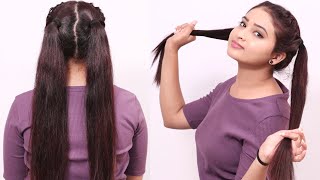 Double Dutch Braid Ponytail Hairstyles || Very Easy Hairstyle Using Trick || Hairstyle For Party