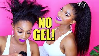My No Gel Kinky Straight Ponytail With Weave | Talk-Through
