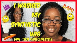 How I Washed My Wig/Drawstring Ponytail / Long Term Protective Style/Goldmouth