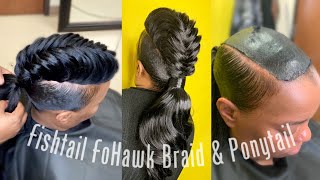 Fishtail Braid Fohawk & Extended Ponytail | Protective Cap