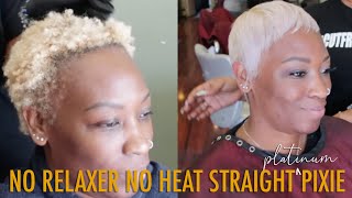 No Relaxer No Heat Straight Platinum Pixie | Jasmine Ashley