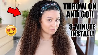 3-Minute Ombre Curly Headband Wig Install! You Should Get One By Now