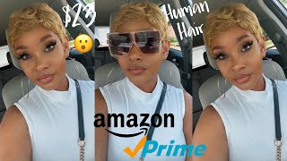 Amazon Prime Wig: $22 Human Hair Blonde Pixie Wig