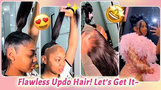 90'S Messy Updo Frontalmelt Skin Hd Lace  Frontal Ponytail W/ Bangs Tutorial Ft.@Ula Hair