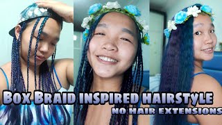 I Tried Box Braid Inspired Hairstyle Without Hair Extensions!! | Wo Chang Shi Bang Fei Zhou De Zheng
