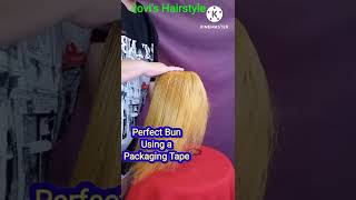 Bun Hairstyle Using A Packaging Tape#Shorts
